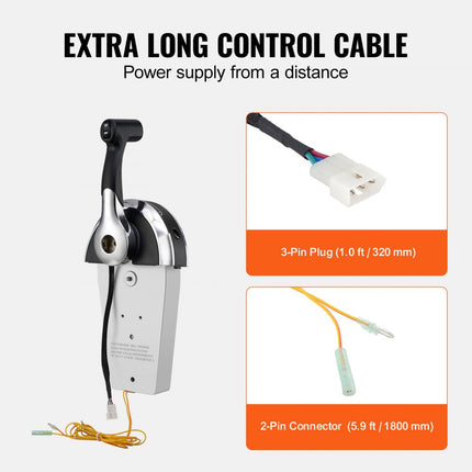 VEVOR Bootgasbediening voor boten, 8M0059686, Top Mount buitenboordmotor afstandsbediening voor Mercury PT 2-takt, maritieme gasbedieningstransmissie met trimbekrachtigingsschakelaar