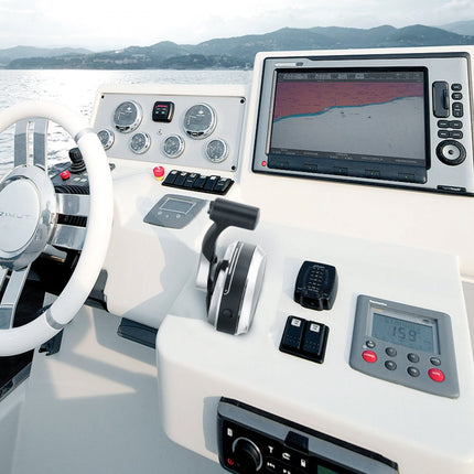 VEVOR Bootgasbediening voor boten, 8M0059686, Top Mount buitenboordmotor afstandsbediening voor Mercury PT 2-takt, maritieme gasbedieningstransmissie met trimbekrachtigingsschakelaar