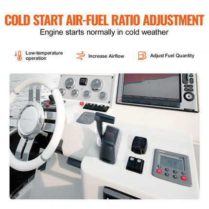 VEVOR Bootgasbedieningskast, 704-48205-P1, Top Mount buitenboordmotor afstandsbedieningskast voor Yamaha 4-takt, maritieme gasbedieningskast met trimschakelaar en 57" kabelboom