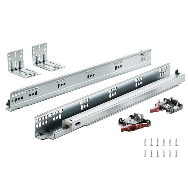 VEVOR 6x ladegeleiders 467 x 61 x 54 mm uittrekbare geleider 45,4 kg (statisch)/36,3 kg (dynamisch) softclose rails voor laden, volledig uittrekbaar laderailsysteem van koolstofstaal
