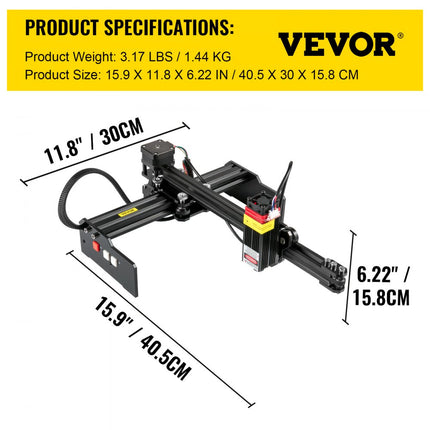 VEVOR Lasergraveermachine Graveerapparaat 19x17cm Lasergraveerder Graveermachine Buislasersnijden