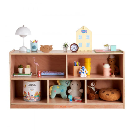 VEVOR Mobiele Plankkast Opbergkast Kubiek Opbergrek Met 5 Vakken Opbergkast Met 2 Planken Klaslokaalmeubilair Voor Thuis Kinderdagverblijf Kleuterschool Natuurlijk