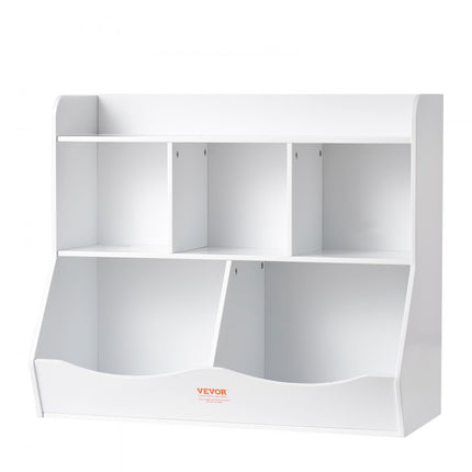 VEVOR Houten opbergbak voor kinderen, speelgoedopslagorganisator met boekenplank, 89x40x76cm 5 compartimenten speelgoedkast, kinderboek en speelgoedplank voor kinderkamer, speelkamer