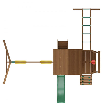 VEVOR Houten Schommelset 10 in 1 Buitenspeeltuinsets 1,8 m Glijbaan Bovenfort