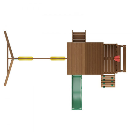 VEVOR Houten Schommelset 9-in-1 Buitenspeeltuinsets 1,8 m Glijbaan Bovenfort