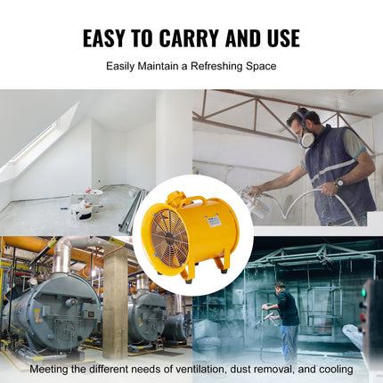 VEVOR bouwventilator 1100W AC-motor bouwventilator 2850 rpm bouwventilator blower 2001 L/s (4240 CFM) axiaalventilator 5 m voedingskabel axiaalventilator 79 dB geluidsniveau industriële ventilator IP44