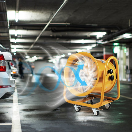 VEVOR bouwventilator 1100W AC-motor bouwventilator 2850 rpm bouwventilator blower 2001 L/s (4240 CFM) axiaalventilator 5 m voedingskabel axiaalventilator 79 dB geluidsniveau industriële ventilator IP44