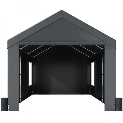 VEVOR tentgarage 3 x 6 x 2,8 m garagetent van 180 g/m² dubbelzijdig gecoat PE en gegalvaniseerde stalen buis opslagtent carport 38 mm kolomdiameter uitrustingstent voor 2-3 volwassenen donkergrijs