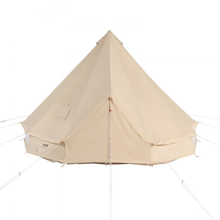 VEVOR Bell Tent 4 x 2,5 m Yurttent TC Katoen en zware ijzeren palen met een PVC grondzeil Campingtent 6-persoons familietent 8 ramen Groepstent voor buitenavonturen