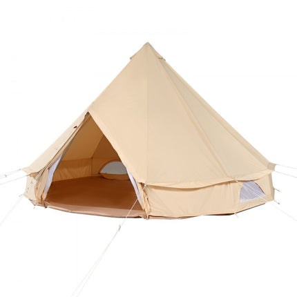 VEVOR Bell Tent 7 x 3,5 m Yurttent TC Katoen en zware ijzeren palen met een PVC-grondzeil Campingtent 12-persoons familietent 12 raamgroeptent voor buitenavonturen