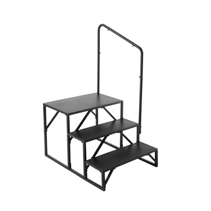 VEVOR RV-trappen, 3 treden voor campers, draagvermogen van 200 kg, verdikt koolstofstaal, met leuning, antisliptreden voor veilig in- en uitstappen, geschikt voor campers, aanhangwagens