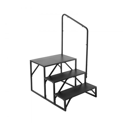 VEVOR RV-trappen, 3 treden voor campers, draagvermogen van 200 kg, verdikt koolstofstaal, met leuning, antisliptreden voor veilig in- en uitstappen, geschikt voor campers, aanhangwagens