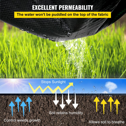 VEVOR Onkruidbestrijding 5.8oz tuinfleece 3x30ft afdekmat zware geweven grasbestrijding geotextiel onkruidstof onkruidwikkel onkruidwikkel voor tuinpatio zwart