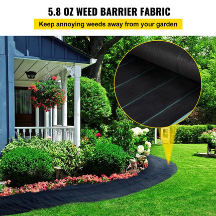 VEVOR Onkruidbestrijding Tuinfleece 5.8oz Landschapsstof 4x30ft Weed Fly Heavy Duty Geweven Grasbestrijding Geotextiel voor Tuin Patio Zwart