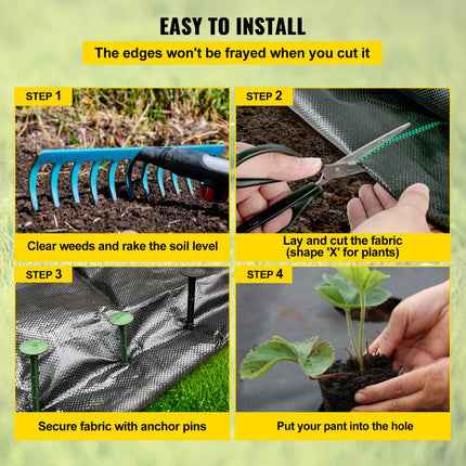 VEVOR Onkruidbestrijding Tuinfleece 5.8oz Landschapsstof 4x30ft Weed Fly Heavy Duty Geweven Grasbestrijding Geotextiel voor Tuin Patio Zwart