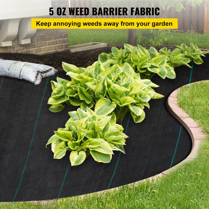 VEVOR Onkruidbestrijdingsstof 5x25ft Tuinvlies 5oz Onkruidfolie Onkruidstof Tuinfolie Duurzaam PP-materiaal en eenvoudige montage Twee lagen voor buitentuin Gazon Oprit Zwart