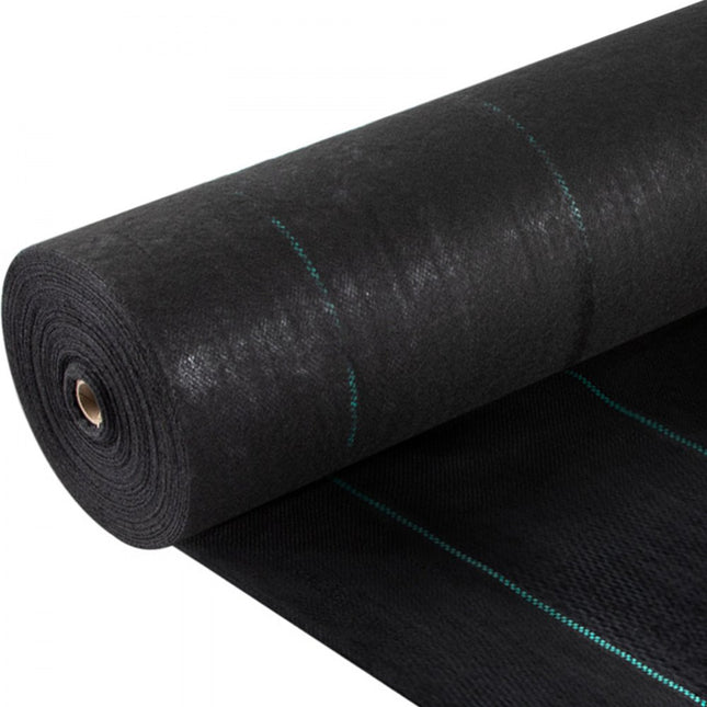 VEVOR Onkruidbestrijdingsstof 5x25ft Tuinvlies 5oz Onkruidfolie Onkruidstof Tuinfolie Duurzaam PP-materiaal en eenvoudige montage Twee lagen voor buitentuin Gazon Oprit Zwart