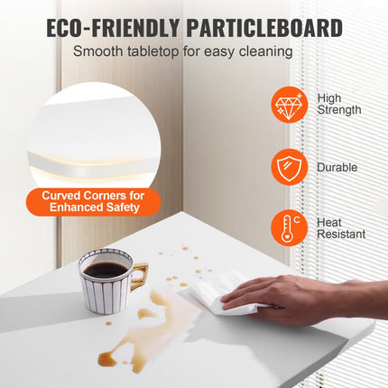 VEVOR klaptafel wandtafel 59,94 x 39,62 x 14,99 cm, opklapbare keukenwand klaptafel wandbureau, tafel voor studentenhuis woonkamer slaapkamer stabiel witte spaanplaat 45,36 kg draagvermogen