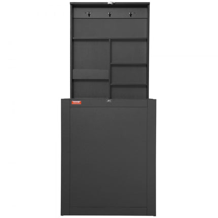 VEVOR klaptafel wandtafel 60 x 16,51 x 146,99 cm, opklapbare keukenwand klaptafel wandbureau, tafel voor studentenslaapzaal woonkamer slaapkamer stal zwart spaanplaat 45,36 kg draagvermogen