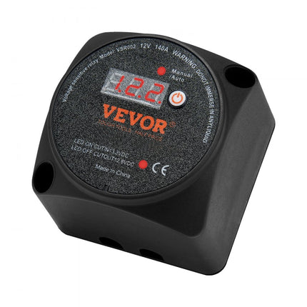 VEVOR Dual Battery Isolator Relay 12V 140A Handmatige automatische modus Spanningsgevoelig VSR-relais met LCD-scherm voor ATV UTV RV Caravan Vrachtwagen Boot Jacht