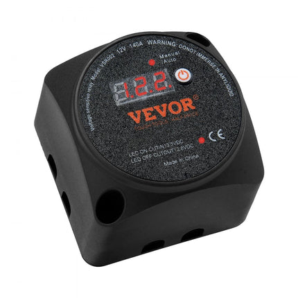 VEVOR spanningsgestuurd scheidingsrelais 12V 140A handmatige automatische modus spanningsgevoelige VSR-relais met LCD-scherm voor ATV UTV RV SUV vrachtwagen boot jacht