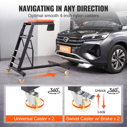 VEVOR Automotive Topside Creeper Motorvoertuigen, opvouwbare kruipversnelling voor autoreparatie en onderhoud, met verstelbare hoogte van 126 tot 192 cm, 181,44 kg capaciteit, hoge kruipbak, 4 zwenkwielen, robuust