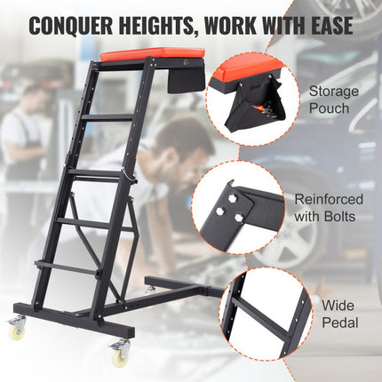 VEVOR Automotive Topside Creeper Motorvoertuigen, opvouwbare kruipversnelling voor autoreparatie en onderhoud, met verstelbare hoogte van 126 tot 192 cm, 181,44 kg capaciteit, hoge kruipbak, 4 zwenkwielen, robuust