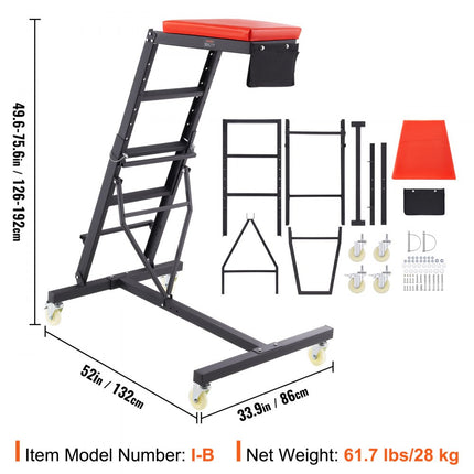 VEVOR Automotive Topside Creeper Motorvoertuigen, opvouwbare kruipversnelling voor autoreparatie en onderhoud, met verstelbare hoogte van 126 tot 192 cm, 181,44 kg capaciteit, hoge kruipbak, 4 zwenkwielen, robuust