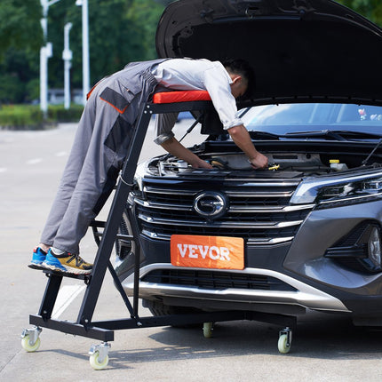 VEVOR bovenzijde klimplanten met 4 roterende wielen, 1160-1685 mm in hoogte verstelbare opvouwbare auto bovenzijde motorkruiperreparatieplaat voor automatische noodreparatie en vlootonderhoud zwart