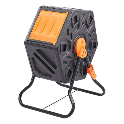 VEVOR Tumbling Composter Composter Tumbler 70 L, Drum Composter 360° Draaibaar Multifunctionele Tumbling Composter 605 x 510 x 730 mm, 20 kg Heavy Duty Tuincomposter incl. Handschoenen