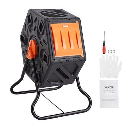 VEVOR Tumbling Composter Composter Tumbler 70 L, Drum Composter 360° Draaibaar Multifunctionele Tumbling Composter 605 x 510 x 730 mm, 20 kg Heavy Duty Tuincomposter incl. Handschoenen