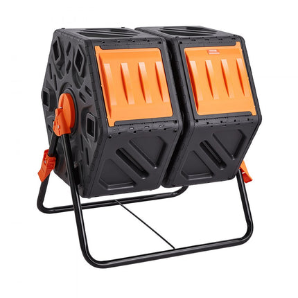 VEVOR Tumbling Composter Composter Tumbler 140 L, Drum Composter Draaibaar Tweepersoonskamer Tumbling Composter 785 x 605 x 795 mm, 40 kg Heavy Duty Tuincomposter incl. Handschoenen