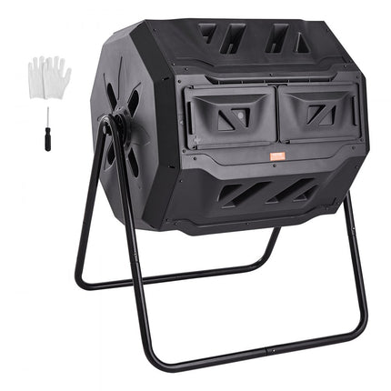 VEVOR Tumbling Composter Composter Tumbler 162,7 L, Drum Composter Draaibaar Tumbling Composter 735 x 625 x 955 mm, 50 kg Heavy Duty Tuincomposter incl. Handschoenen
