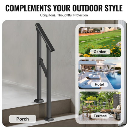 VEVOR reling trapleuning met dwarsbalk leuning borstwering 680 mm 1-2 treden