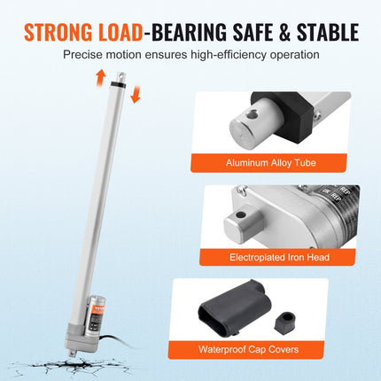 VEVOR 3000N Lineaire actuator DC 12V Lineaire aandrijving IP65 Elektrische lineaire motor 500 mm Slaglengte Geluidsniveau ≤60 dB Elektrische deuropener 5 mm/s Rijsnelheid Lineaire technologie Aanpassing Aandrijving