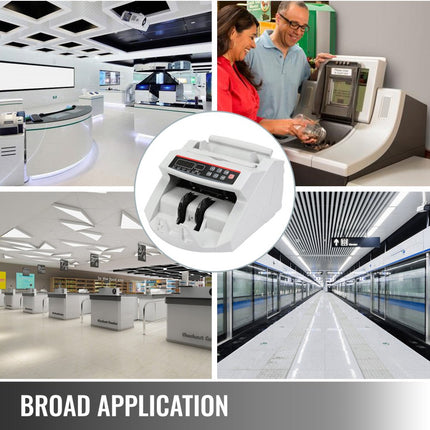 VEVOR Bankbiljettenteller Geldtelmachine 23,5x26x17 cm Biljettelmachine 7 KG Wit