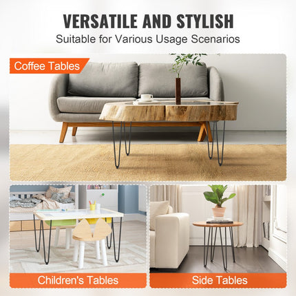 VEVOR set van 4 tafelpoten haarspeldpoten 406 mm hoog 110x110 mm montageplaat koolstofstaal gepoedercoat haarspeldpoten 227 kg draagvermogen ideaal voor keukentafels woonkamer consoles studiotafels