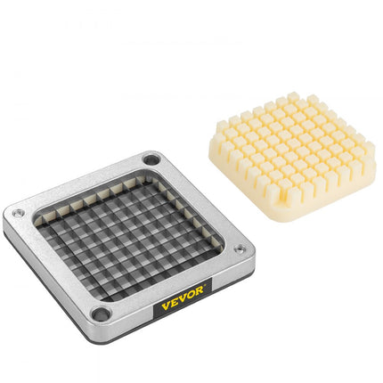 VEVOR vervangend hakmes 3/8" 3-delig frietmes met 6 extra messen, roestvrijstalen snijonderdelen en schuifblok voor het snijden van aardappelen, wortelen, uien