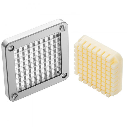 VEVOR vervangend hakmes 3/8" 3-delig frietmes met 6 extra messen, roestvrijstalen snijonderdelen en schuifblok voor het snijden van aardappelen, wortelen, uien