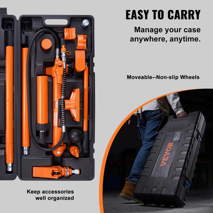 VEVOR Hydraulische Auto Jack Luchtpomp 10T Lucht Hydraulische Jack 135mm Slag Rood Inclusief 100/195/300/500mm Verlengstuk Elektrostatische Poeder Spray Auto Reparatie