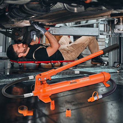 VEVOR Hydraulische Auto Jack Luchtpomp 10T Lucht Hydraulische Jack 135mm Slag Rood Inclusief 100/195/300/500mm Verlengstuk Elektrostatische Poeder Spray Auto Reparatie