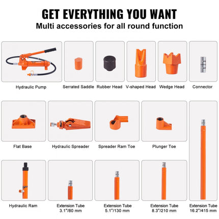 VEVOR Hydraulische Auto Jack Luchtpomp 4T Lucht Hydraulische Jack 125mm Slag Rood Inclusief 80/130/210/415mm Verlengstuk Elektrostatische Poeder Spray Auto Reparatie