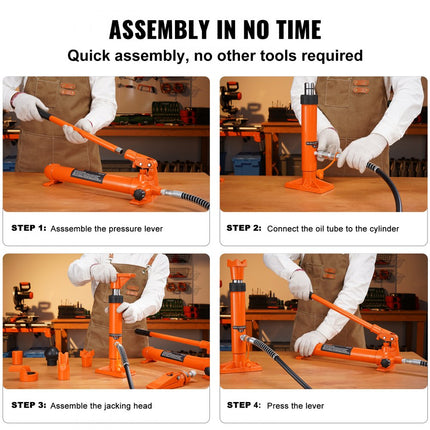 VEVOR Hydraulische Auto Jack Luchtpomp 4T Lucht Hydraulische Jack 125mm Slag Rood Inclusief 80/130/210/415mm Verlengstuk Elektrostatische Poeder Spray Auto Reparatie