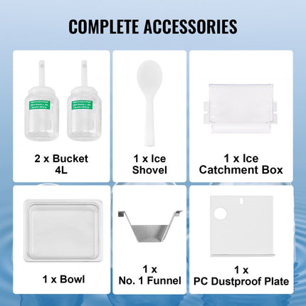 VEVOR Commerciële sneeuwvlokijsmachine 180 kg/24 uur ijsscheerapparaat roestvrij staal