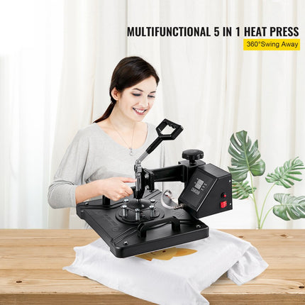 VEVOR Warmte Persmachine Transferpers Hittepers 5 In 1 Heat Press Transfer Sublimation Steel Frame Multifunctional Digital Transfer