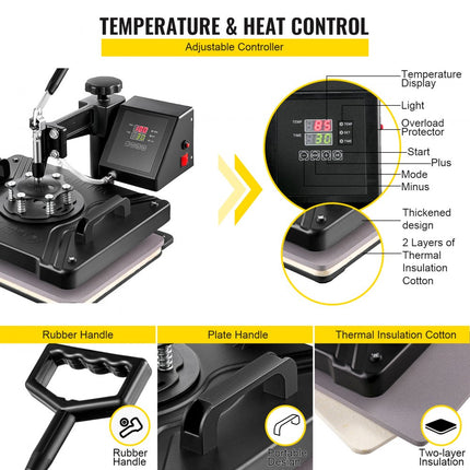 VEVOR Warmte Persmachine Transferpers Hittepers 5 In 1 Heat Press Transfer Sublimation Steel Frame Multifunctional Digital Transfer