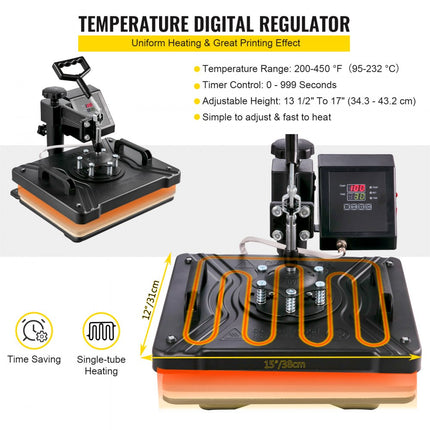 VEVOR Warmte Persmachine Transferpers Hittepers 5 In 1 Heat Press Transfer Sublimation Steel Frame Multifunctional Digital Transfer