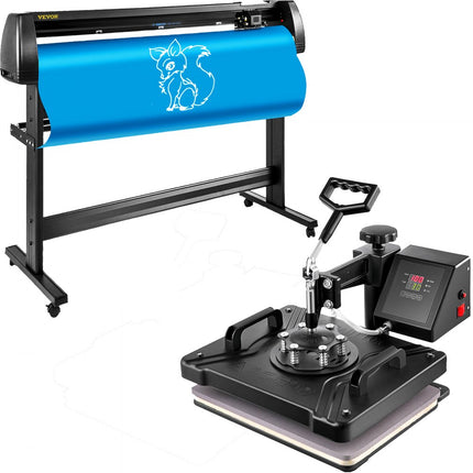 VEVOR Warmte Persmachine, 38 x 30 cm, 5 in 1 Warmte Persmachine en 1350 mm Vinyl Cutter Plotter, Snijplotter Machine, Bureaublad