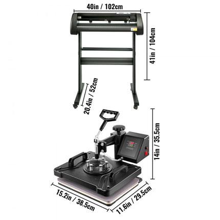 VEVOR Warmte Persmachine, 29x38cm, 5in1 Warmte Persmachine en 870mm Vinyl Cutter Plotter, Snijplotter Machine met Signmaster Software, Professionele Snijplotter met Digitale LED Controller, Bureaublad