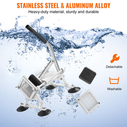 VEVOR Commerciële Groentesnijder, 1/4 Inch Fruitsnijder, Groentesnijder van roestvrij staal en aluminiumlegering, Handmatige Groentesnijder, voor Radijzen, Uien, Aardappelen, Citroenen